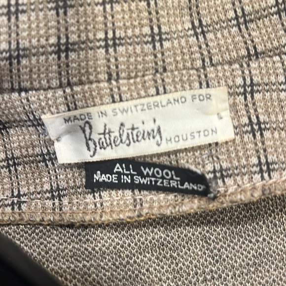 Vintage 1950s/1960s Women’s Battelstein’s Tan Checkered Wool Knit Suit Set - Picture 2 of 10
